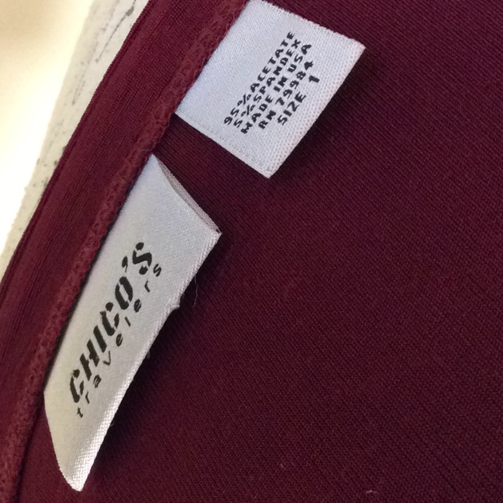 CHICOS  BURGUNDY SPANDEX CARDIGAN - Picture 5 of 6